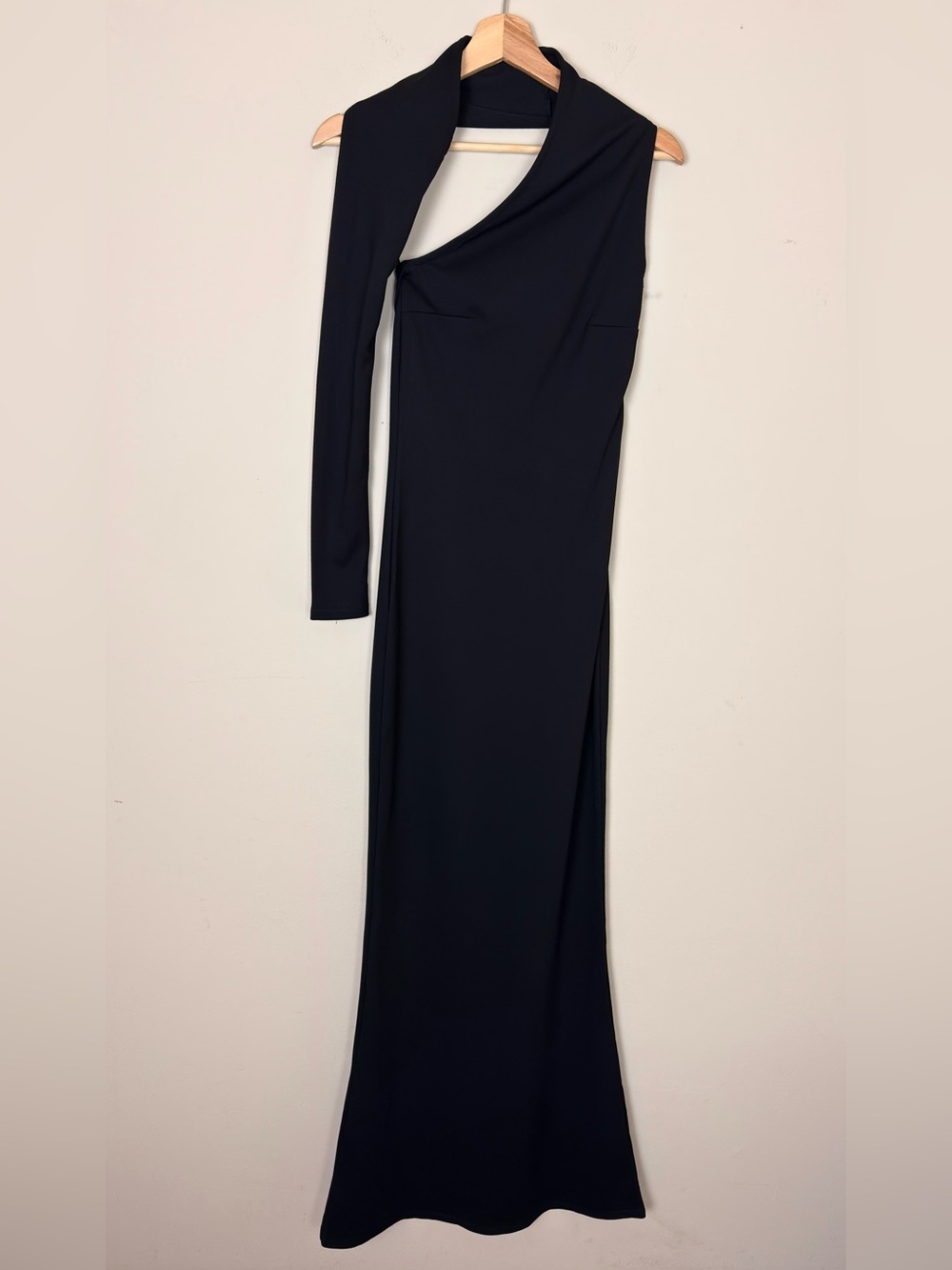 Marcella NYC Manhattan One Shoulder European Ponte Open Back Halter Gown XS - Picture 10 of 15